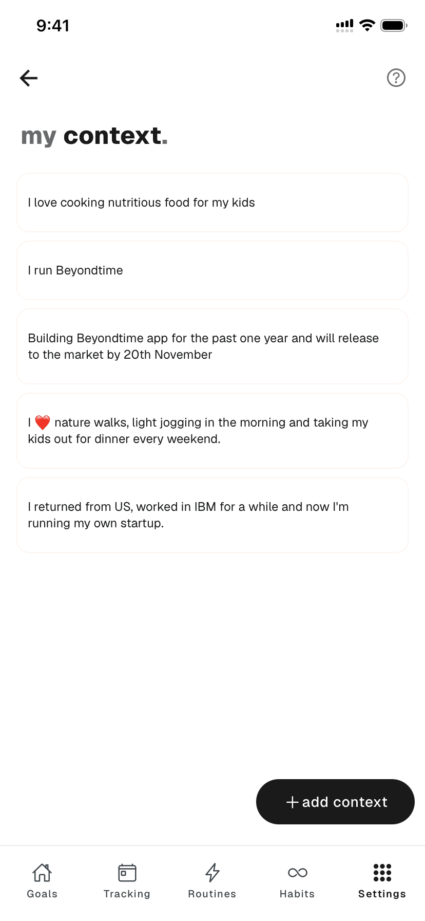 Personal context interface for AI personalization